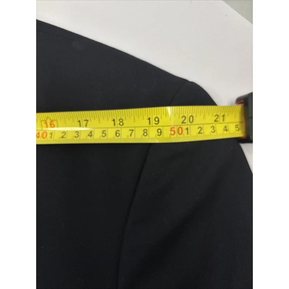 Lands End Blazer Mens 43L (46) Navy Blue‎ Gold 3 Button Wool Sports Coat Jacket
